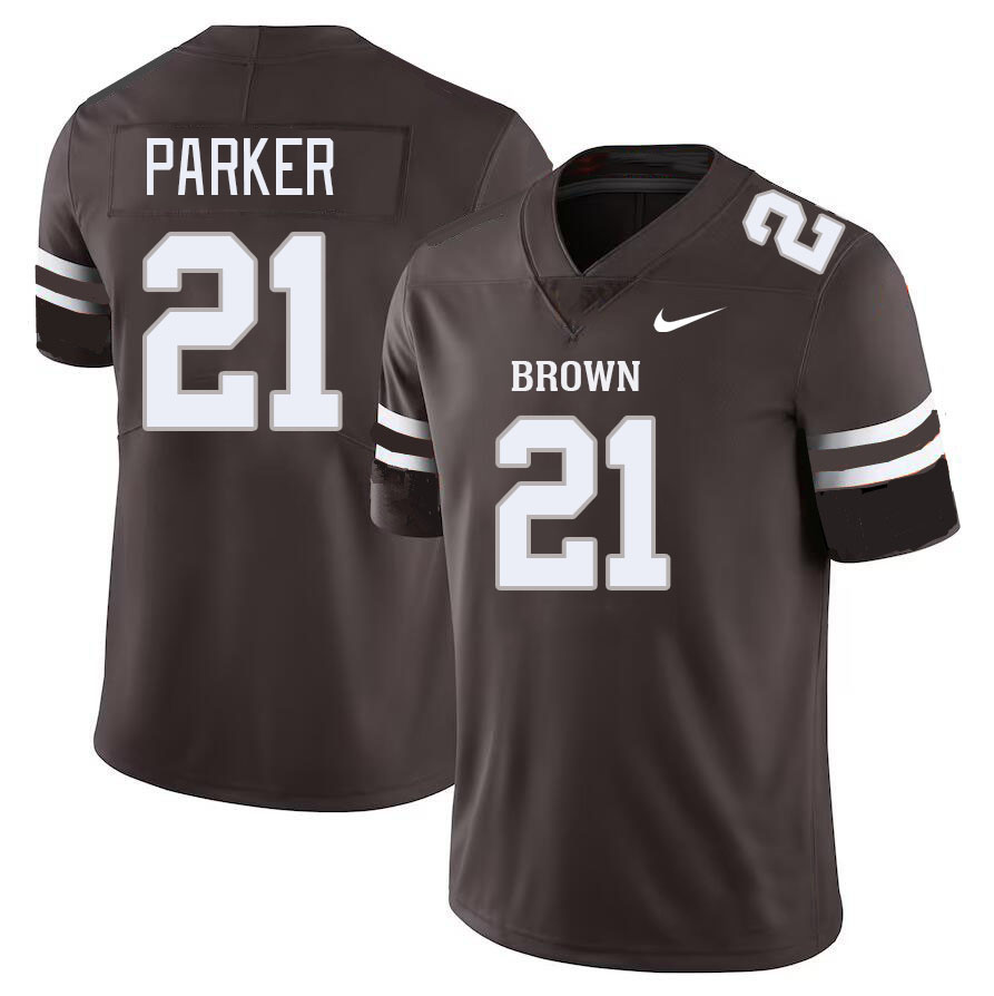 Men-Youth #21 Aubrey Parker 2023 Brown Bears College Football Jerseys Stitched-Brown